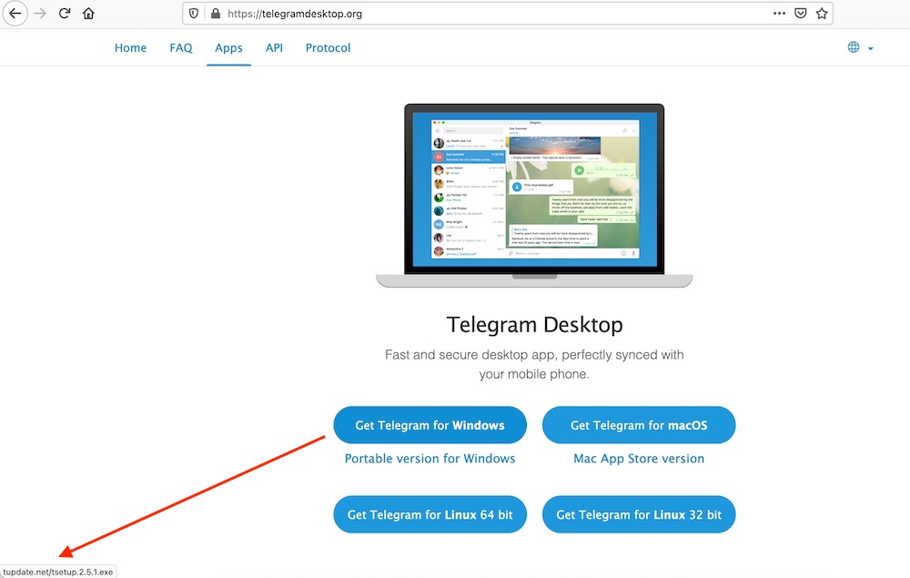 Telegram desktop app